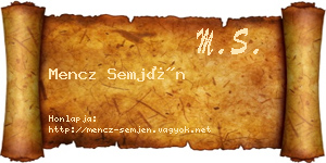 Mencz Semjén névjegykártya